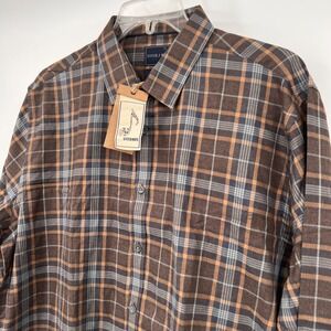 Stitch Note Men's Button Up Shirt XXL  L/S Plaid 100% Egyptian Cotton